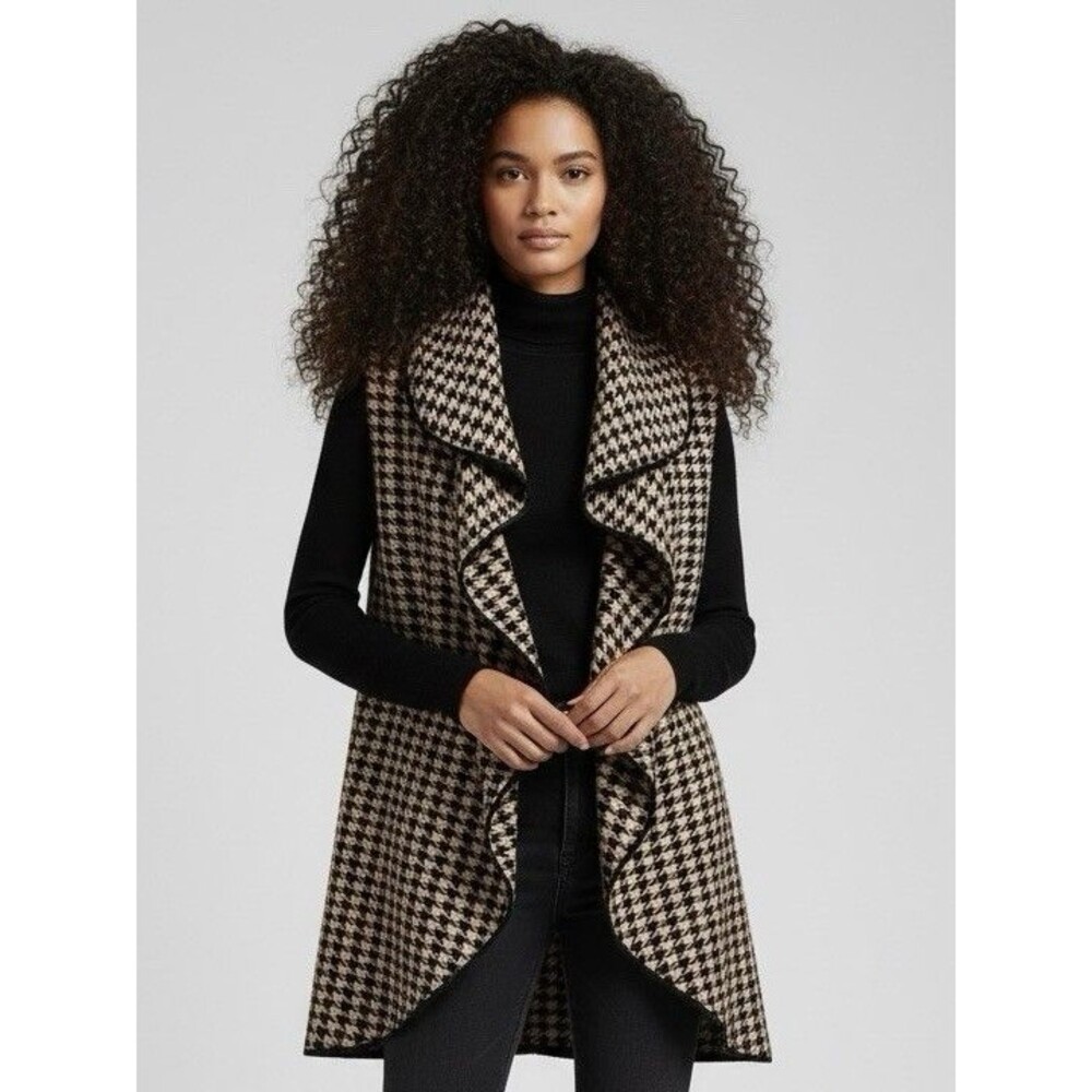 Elegant Sioni Houndstooth Cardigan Vest Size M